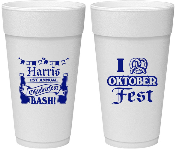 Personalized Oktoberfest 24 oz Foam Cups - Pretzel | 240009