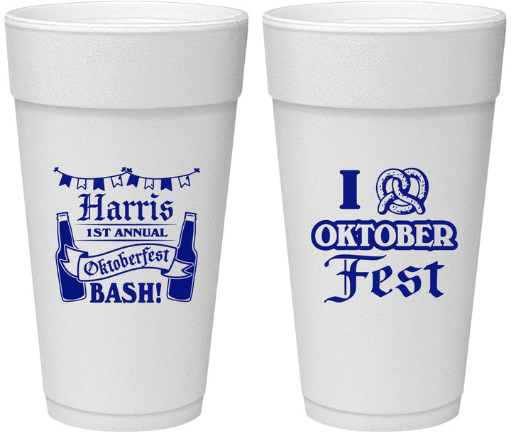 Personalized Oktoberfest 24 oz Foam Cups - Pretzel | 240009