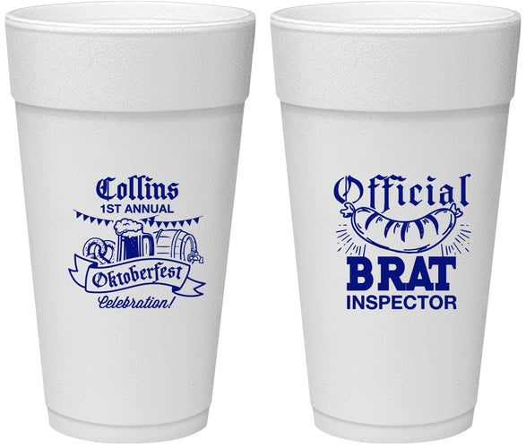 Personalized Oktoberfest 24 oz Foam Cups - Brat Inspector | 240011