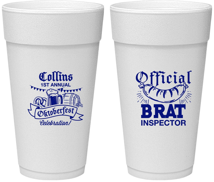 Personalized Oktoberfest 24 oz Foam Cups - Brat Inspector | 240011