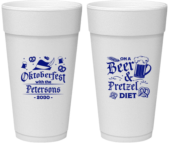 Personalized Oktoberfest 24 oz Foam Cups - Pretzel | 240012