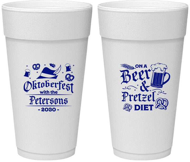 Personalized Oktoberfest 24 oz Foam Cups - Pretzel | 240012