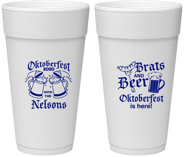 Personalized Oktoberfest 24 oz Foam Cups - Brats Beer | 240013