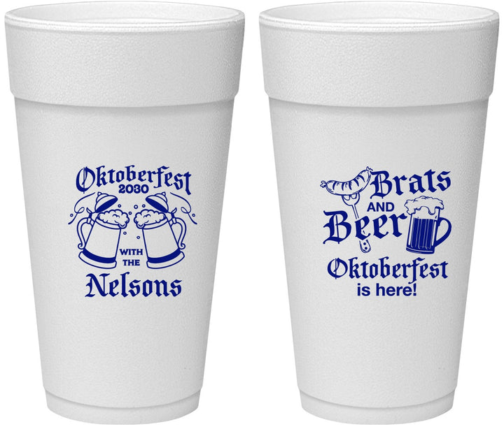 Personalized Oktoberfest 24 oz Foam Cups - Brats Beer | 240013