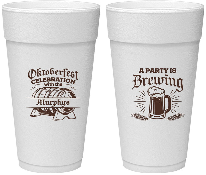 Personalized Oktoberfest 24 oz Foam Cups - Beer Keg | 240014