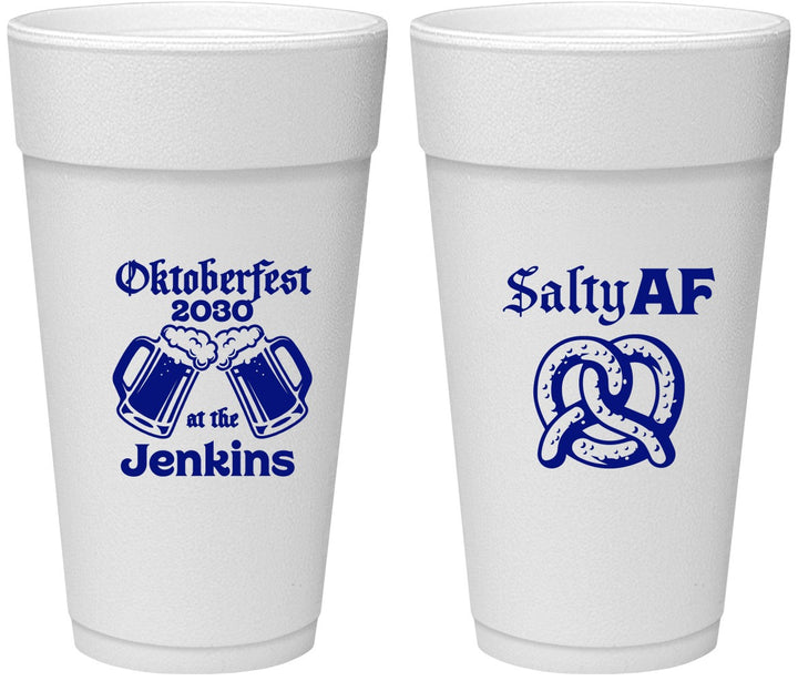 Personalized Oktoberfest 24 oz Foam Cups - Pretzel Salty Af | 240015