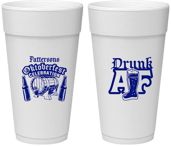 Personalized Oktoberfest 24 oz Foam Cups - Drunk Af | 240016