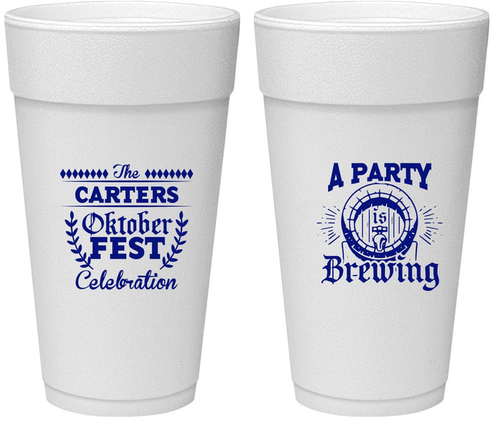 Personalized Oktoberfest 24 oz Foam Cups - Beer Keg | 240017
