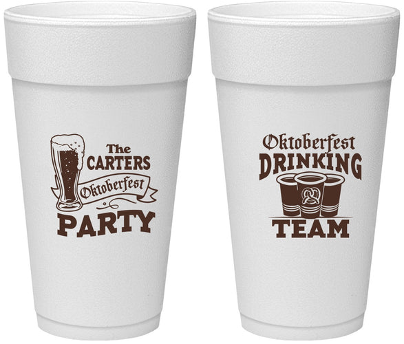 Personalized Oktoberfest 24 oz Foam Cups - Drinking Team | 240018