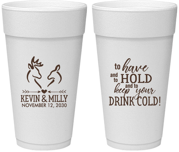 Personalized Wedding 24 oz Foam Cups - To Have And To Hold | 250