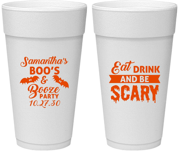 Personalized Halloween 24 oz Foam Cups - Boo Booze Scary | 250000