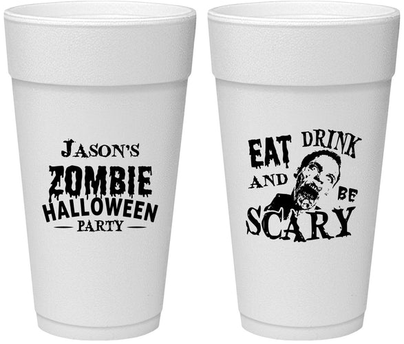 Personalized Halloween 24 oz Foam Cups - Eat Drink Be Scary | 250003