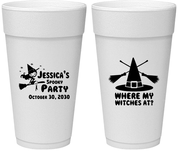 Personalized Halloween 24 oz Foam Cups - Witches | 250005