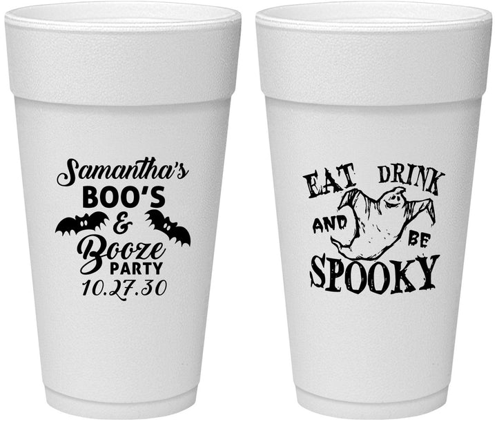 Personalized Halloween 24 oz Foam Cups - Ghost Spooky Boo | 250007