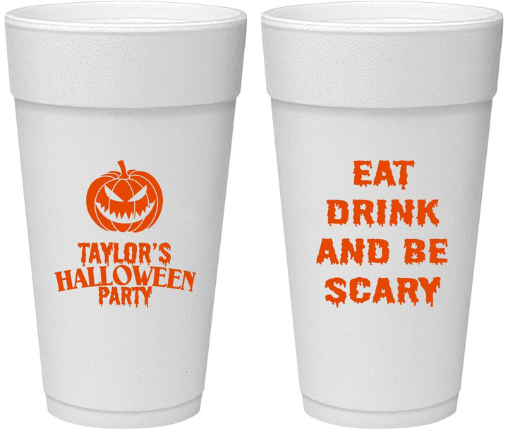 Personalized Halloween 24 oz Foam Cups - Scary Pumpkin | 250008