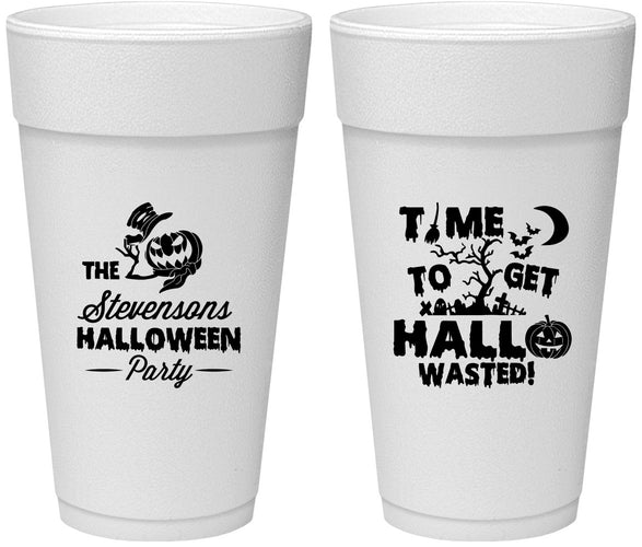 Personalized Halloween 24 oz Foam Cups - Hallowasted Pumpkin | 250013