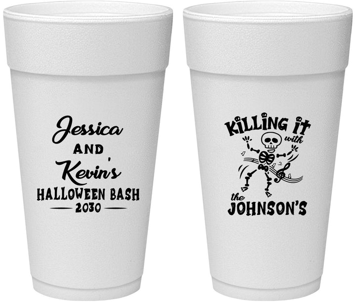 Personalized Halloween 24 oz Foam Cups - Skeleton | 250017