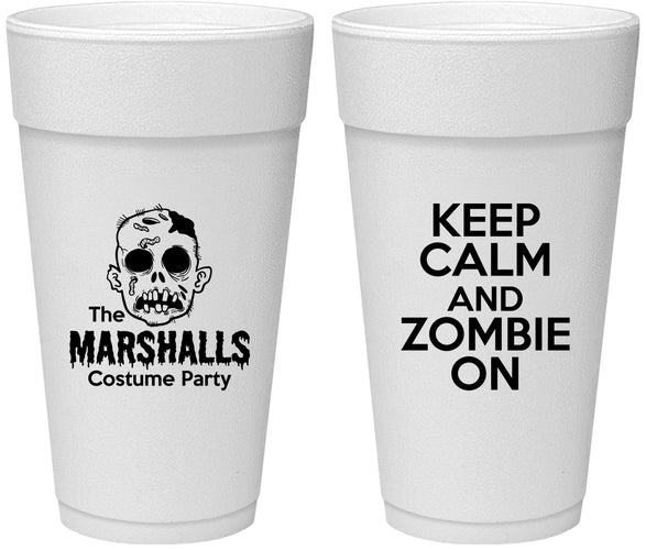 Personalized Halloween 24 oz Foam Cups - Zombie | 250018