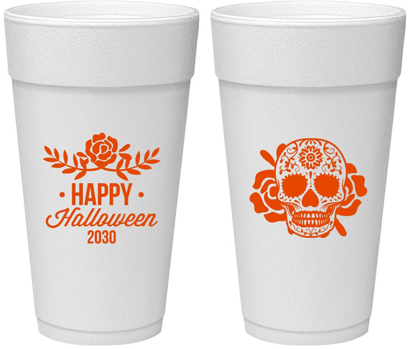 Personalized Halloween 24 oz Foam Cups - Sugar Skull | 250020
