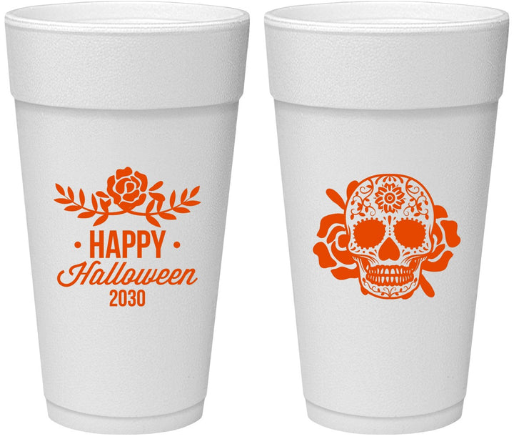 Personalized Halloween 24 oz Foam Cups - Sugar Skull | 250020