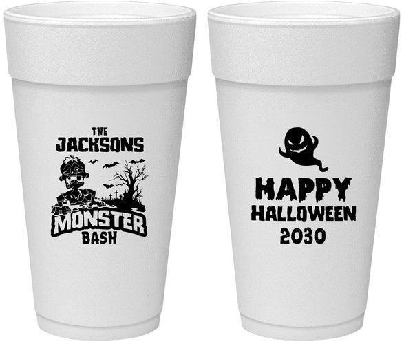 Personalized Halloween 24 oz Foam Cups - Ghost Monster | 250022