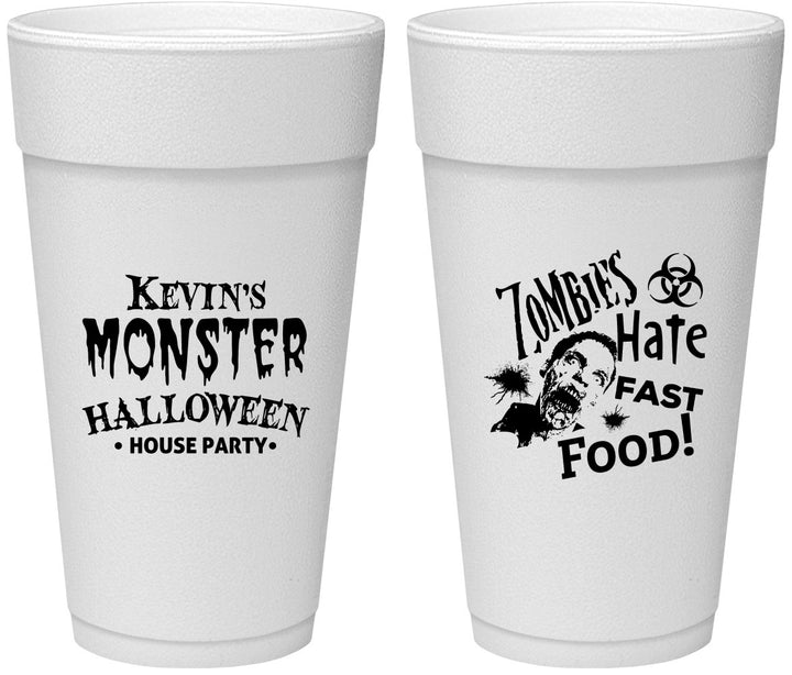 Personalized Halloween 24 oz Foam Cups - Monster Zombie | 250027