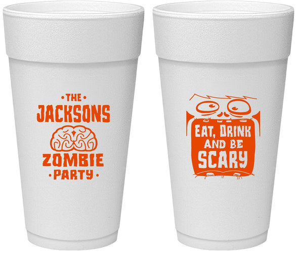 Personalized Halloween 24 oz Foam Cups - Eat Drink Be Scary | 250028