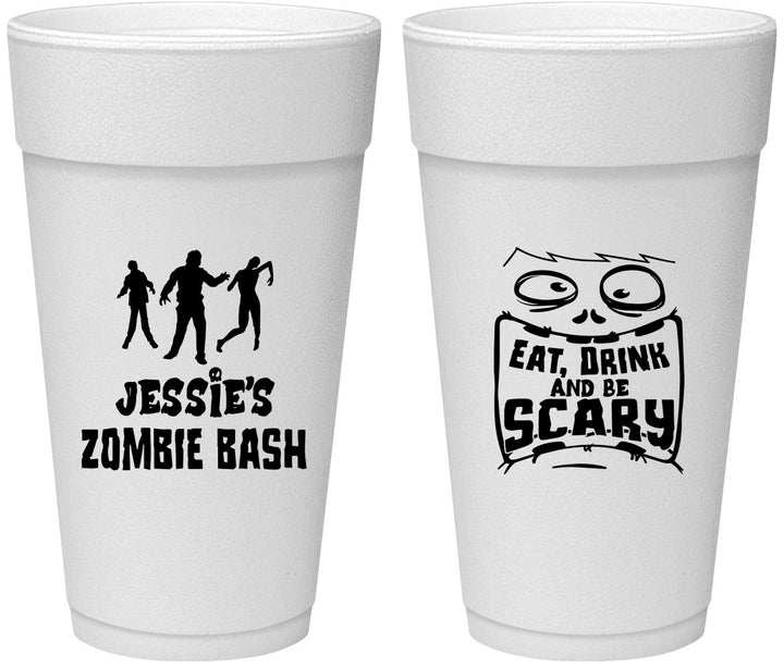 Personalized Halloween 24 oz Foam Cups - Eat Drink Be Scary | 250029