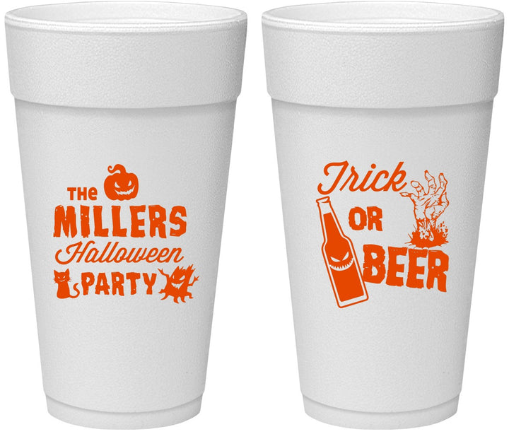 Personalized Halloween 24 oz Foam Cups - Trick Or Beer | 250032