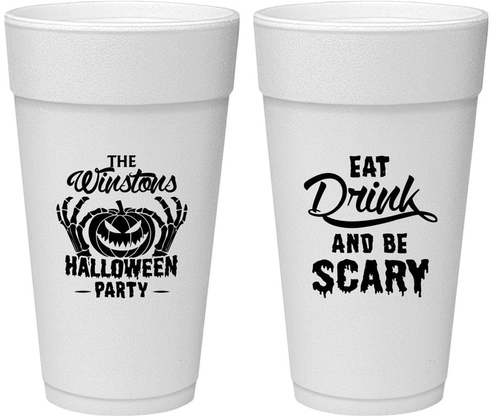 Personalized Halloween 24 oz Foam Cups - Eat Drink Be Scary | 250033