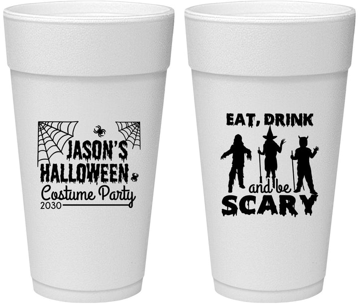 Personalized Halloween 24 oz Foam Cups - Eat Drink Be Scary | 250038