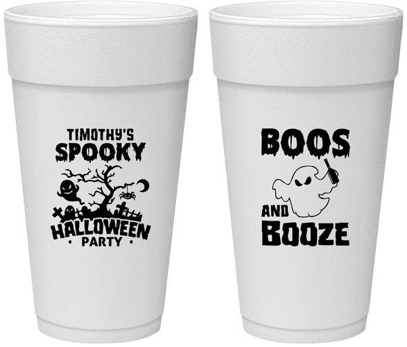 Personalized Halloween 24 oz Foam Cups - Boos And Booze | 250041