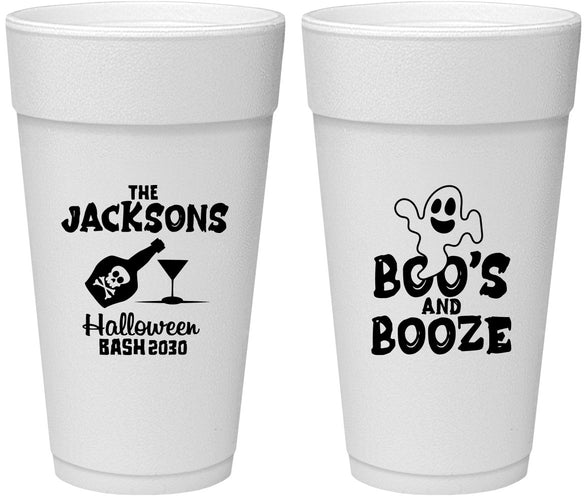 Personalized Halloween 24 oz Foam Cups - Boos And Booze | 250047