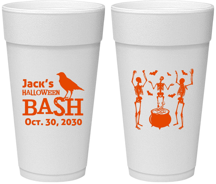Personalized Halloween 24 oz Foam Cups - Skeleton | 250052
