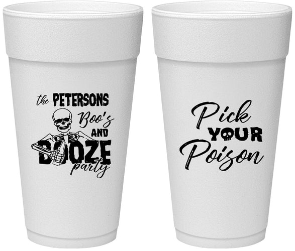 Personalized Halloween 24 oz Foam Cups - Boos And Booze | 250054
