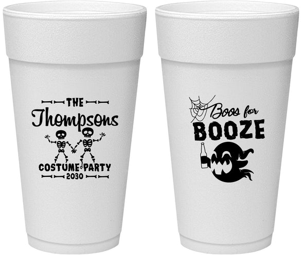 Personalized Halloween 24 oz Foam Cups - Boos And Booze | 250058