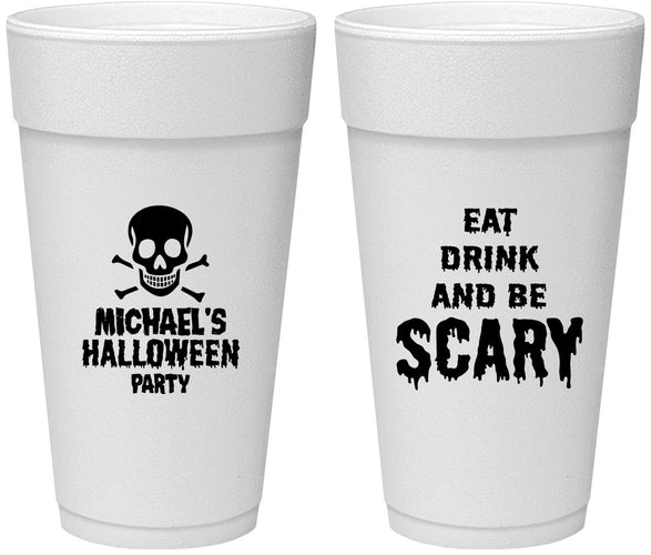 Personalized Halloween 24 oz Foam Cups - Eat Drink Be Scary | 250059