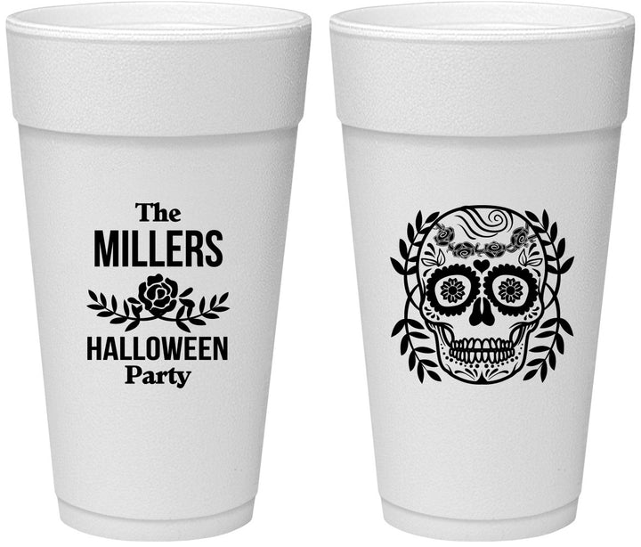 Personalized Halloween 24 oz Foam Cups - Sugar Skull | 250061