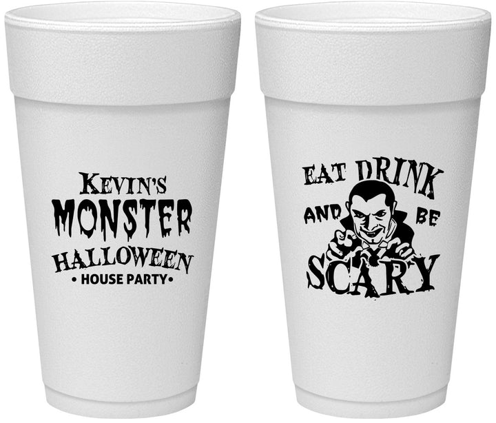 Personalized Halloween 24 oz Foam Cups - Eat Drink Be Scary | 250063