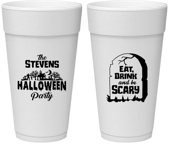 Personalized Halloween 24 oz Foam Cups - Eat Drink Be Scary | 250074
