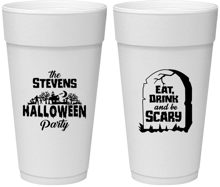 Personalized Halloween 24 oz Foam Cups - Eat Drink Be Scary | 250074