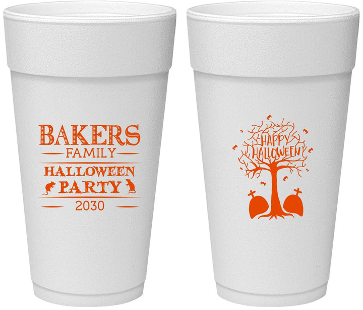 Personalized Halloween 24 oz Foam Cups - Graveyard Shift | 250076