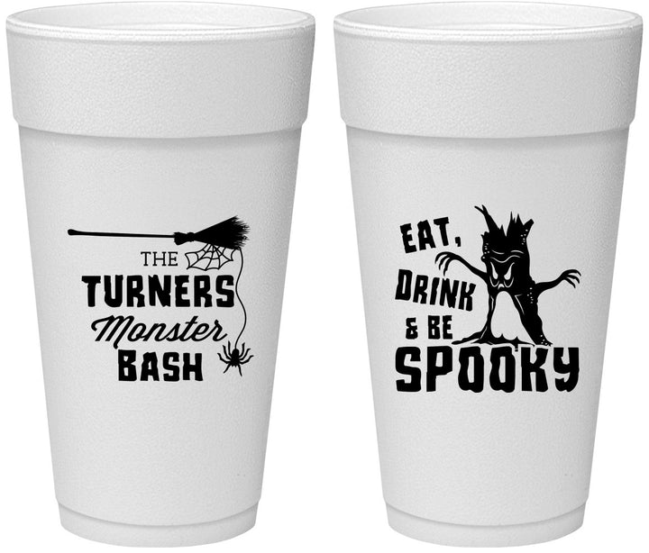 Personalized Halloween 24 oz Foam Cups - Eat Drink Be Spooky | 250077