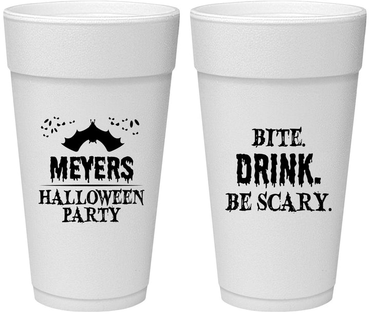 Personalized Halloween 24 oz Foam Cups - Bite Drink Be Scary | 250082