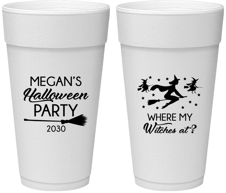 Personalized Halloween 24 oz Foam Cups - Where My Witches At | 250086