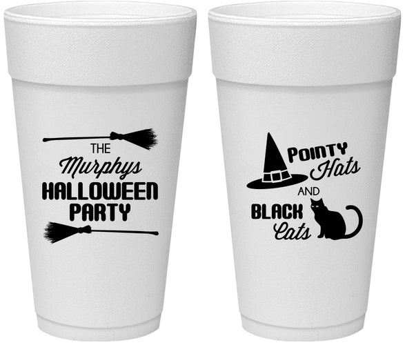Personalized Halloween 24 oz Foam Cups - Black Cats | 250087