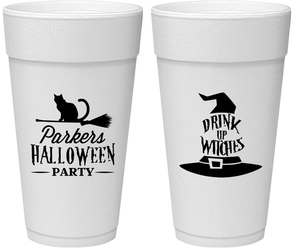 Personalized Halloween 24 oz Foam Cups - Drink Up Witches | 250094