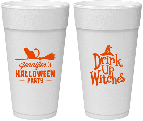 Personalized Halloween 24 oz Foam Cups - Drink Up Witches | 250096