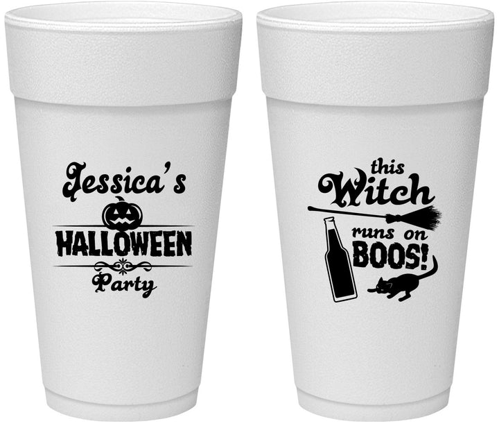 Personalized Halloween 24 oz Foam Cups - Witch Boos | 250097
