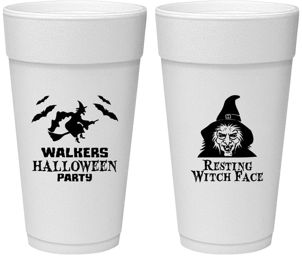 Personalized Halloween 24 oz Foam Cups - Resting Witch Face | 250099